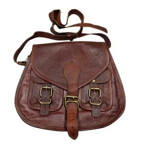 Firu Handmade Purse Brown Adjustable Strap Crossbody Saddle Bag